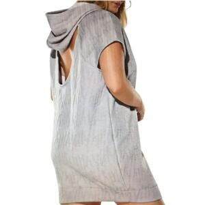 Yitty Gray Major Label Backless Hoodie Dress sz L NEW